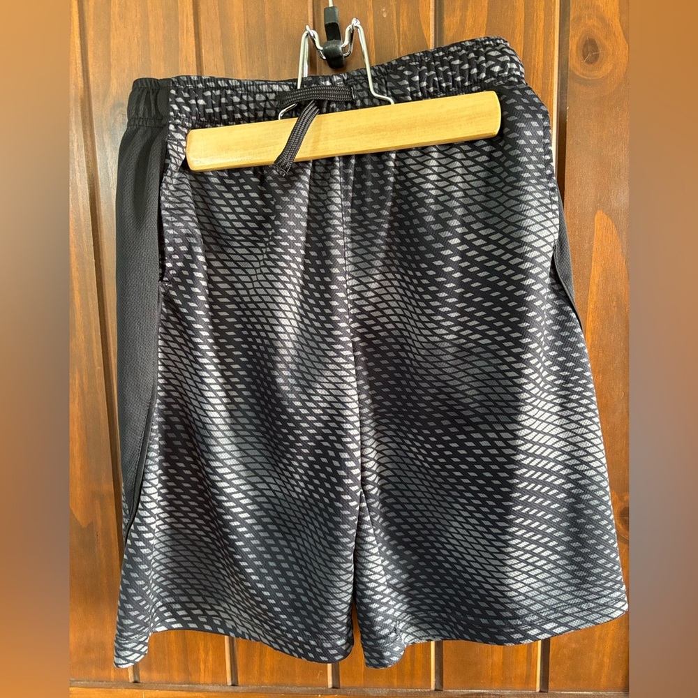 Kid’s Black and Gray Patterned Athletic Shorts